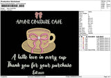 Coffee Bow 01 Embroidery File 6 sizes