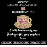 Coffee Bow 01 Embroidery File 6 sizes
