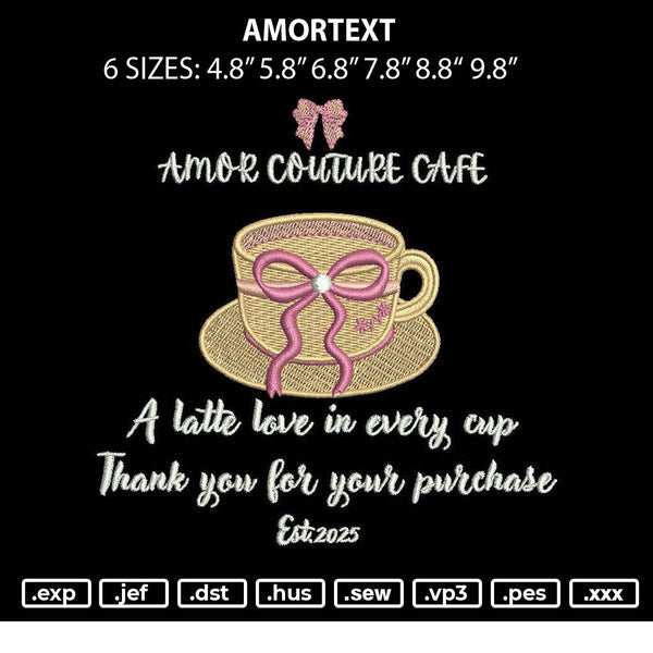 Coffee Bow 01 Embroidery File 6 sizes