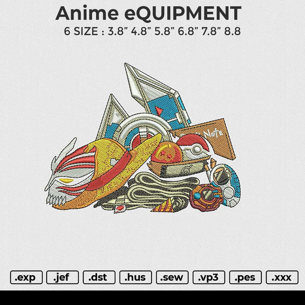 Anime eQUIPMENT Embroidery File 6 size