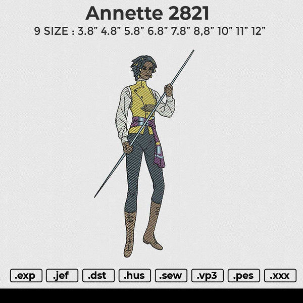 Annette 2821 Embroidery File 6 size
