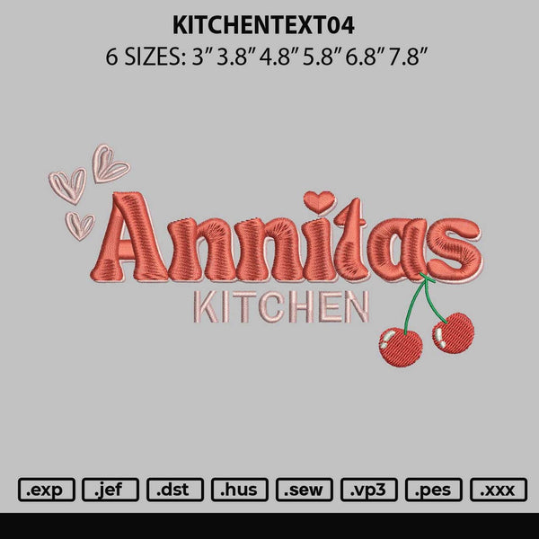 Kitchentext04 Embroidery File 6 sizes