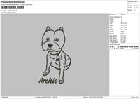 Archie Dog Embroidery File 6 sizes