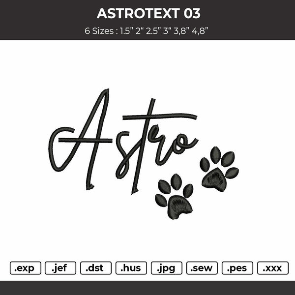 Astrotext 03 Embroidery File 6 sizes