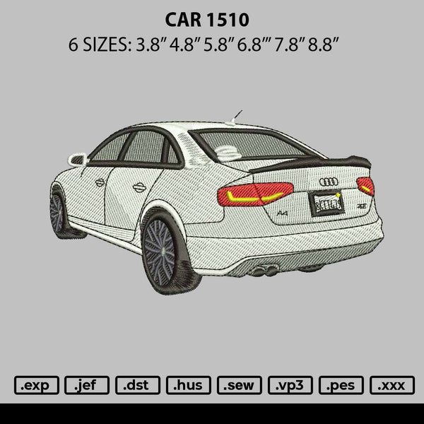 Car 1510 Embroidery File 6 sizes