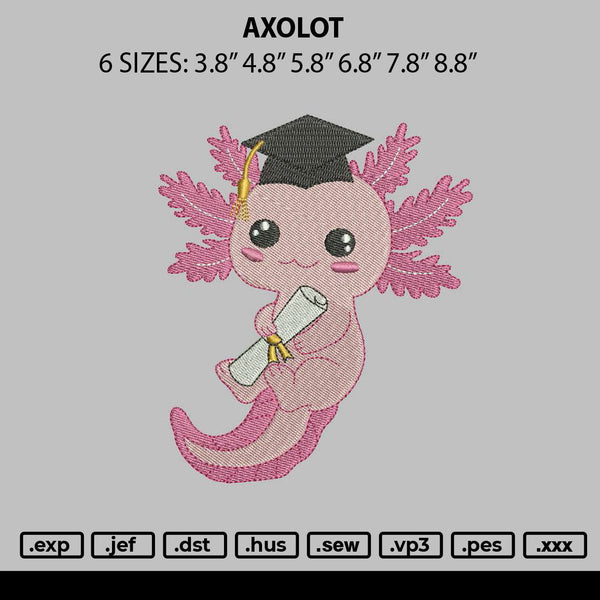 Axolot V2 Embroidery File 6 sizes