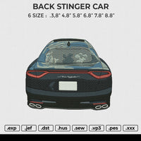 BACK STINGER CAR Embroidery File 6 size