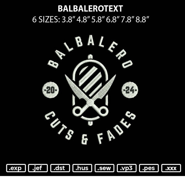 Balbalerotext Embroidery File 6 sizes