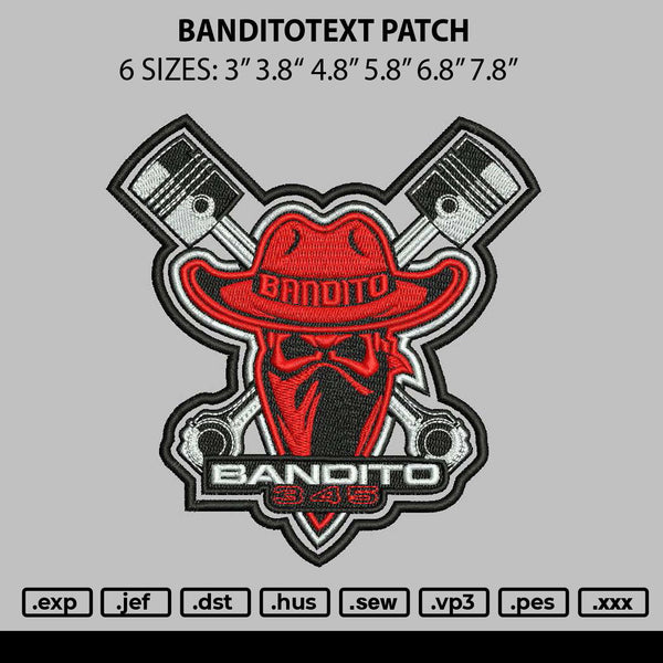 Banditotext Embroidery File 6 sizes