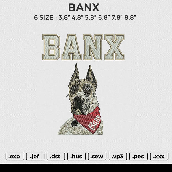 BANX Embroidery File 6 size