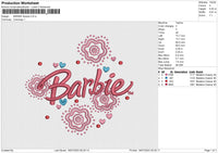 BARBIE Flowers Embroidery File 6 size