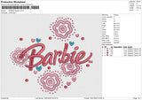 BARBIE Flowers Embroidery File 6 size