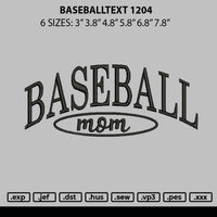 Baseballtext 1204 Embroidery File 6 sizes