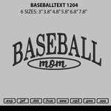 Baseballtext 1204 Embroidery File 6 sizes