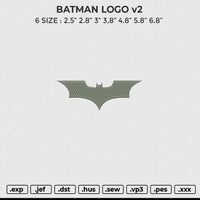 BATMAN LOGO v2 Embroidery File 6 size