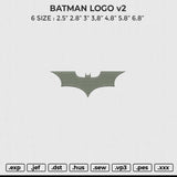 BATMAN LOGO v2 Embroidery File 6 size