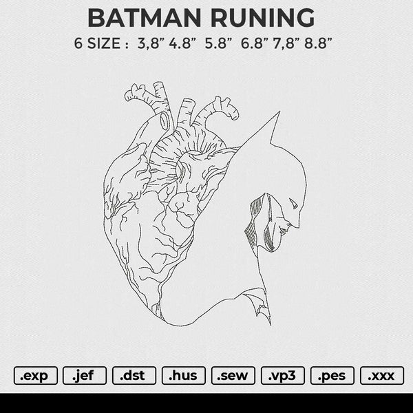 BATMAN RUNING Embroidery File 6 size