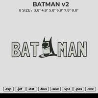 BATMAN v2 Embroidery File 6 size