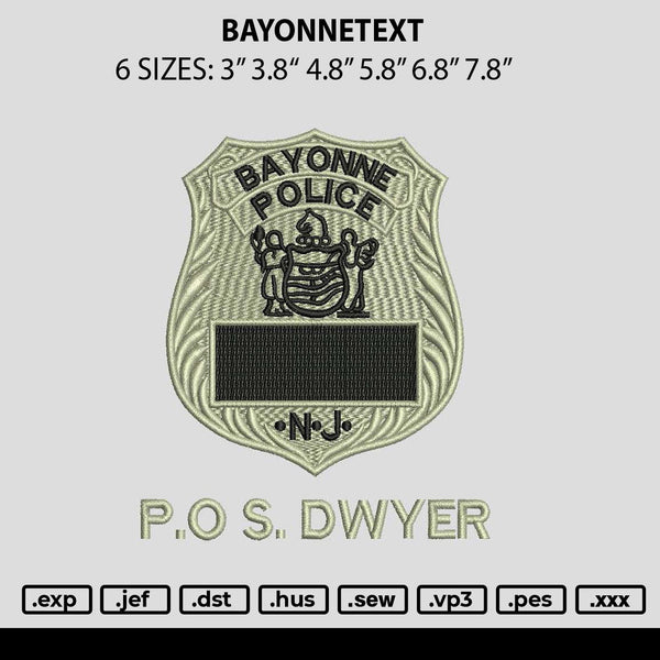 Bayonnetext Embroidery File 6 sizes