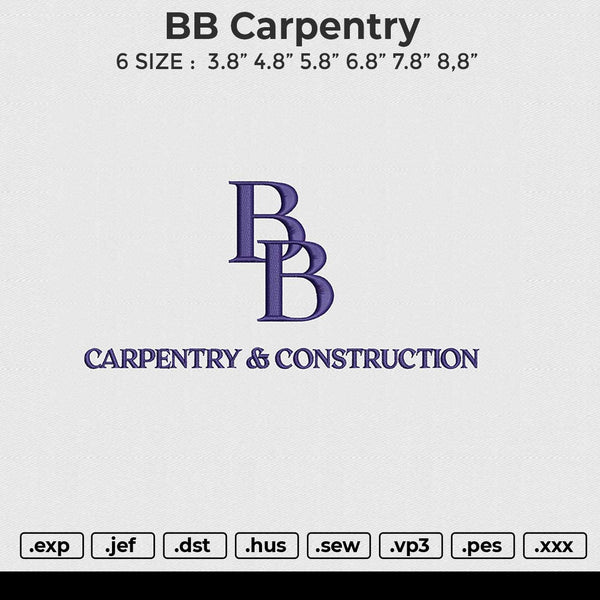 BB carpentry Embroidery File 6 size