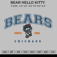 BEAR HELLO KITTY Embroidery File 6 size