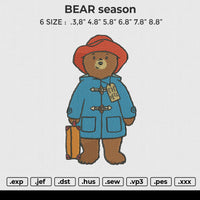 BEAR season Embroidery File 6 size