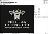 BEE CLEAN HASTINGS LTD Embroidery File 6 size