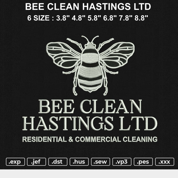 BEE CLEAN HASTINGS LTD Embroidery File 6 size