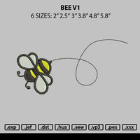 Bee V1 Embroidery File 6 sizes