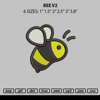 Bee V2 Embroidery File 6 sizes