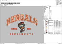 BENGALS HELLO KITTY Embroidery File 6 sizes