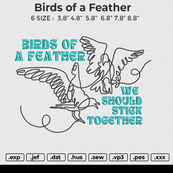 BIRDS of a Feather Embroidery File 6 size