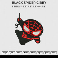 BLACK SPIDER CIBBY Embroidery File 6 size