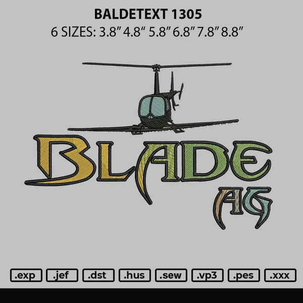 Bladetext 1305 Embroidery File 6 sizes