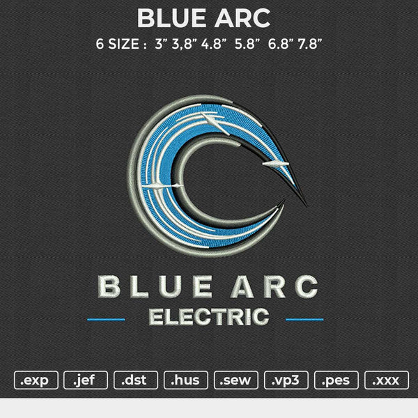 BLUE ARC Embroidery File 6 size
