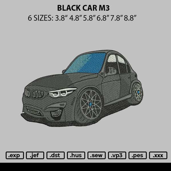 Black Car M3 Embroidery File 6 sizes