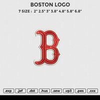 BOSTON LOGO Embroidery File 6 size