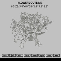 Flowers Outline Embroidery File 6 sizes