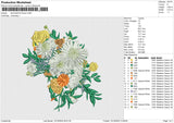 BOUQUETE flower Embroidery File 6 size