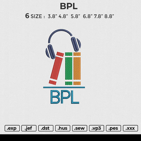 BPL Embroidery File 6 size