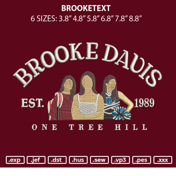 Brooketext Embroidery File 6 sizes