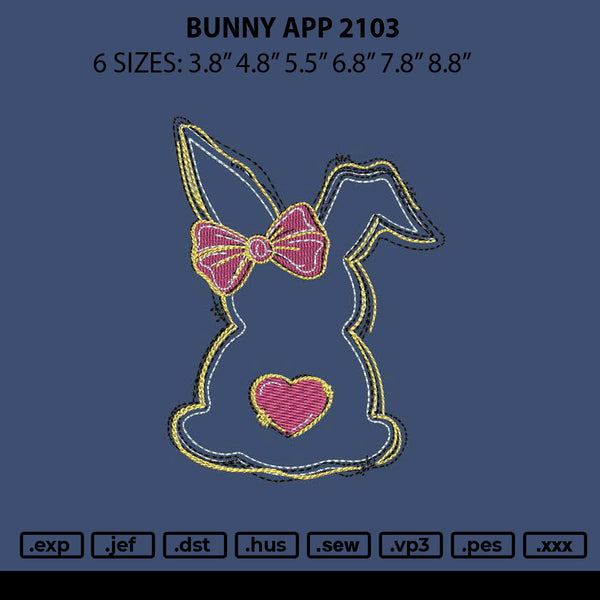 Bunny App 2103 Embroidery File 6 sizes