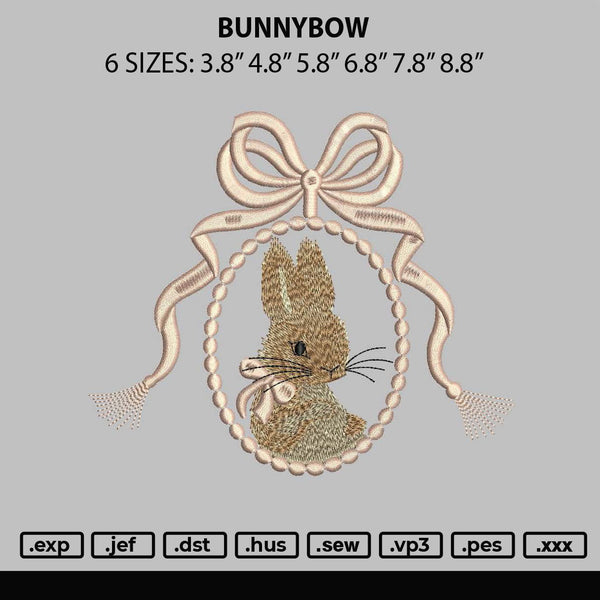 Bunnybow Embroidery File 6 sizes
