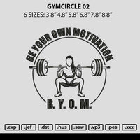 Gymcircle 02 Embroidery File 6 sizes