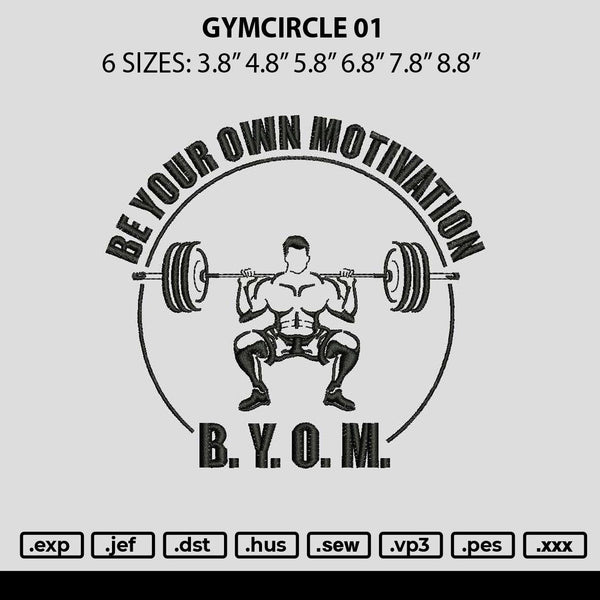 Gymcircle 01 Embroidery File 6 sizes