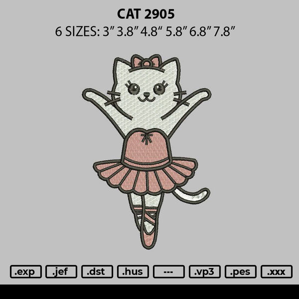 Cat 2905 Embroidery File 6 sizes