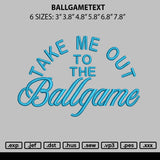 Ballgametext Embroidery File 6 sizes