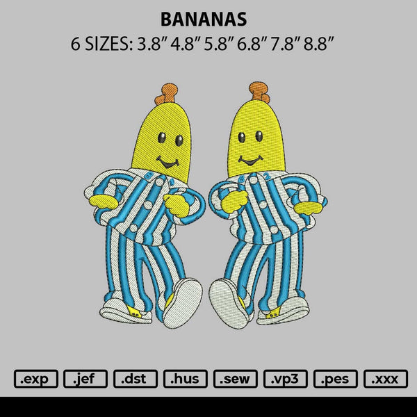 Bananas Embroidery File 6 sizes