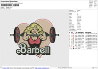 Barbell Embroidery File 6 size