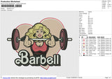 Barbell Embroidery File 6 size